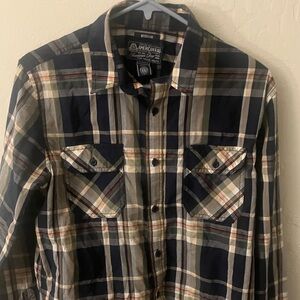 American Rag Navy and Beige Plaid Shirt
